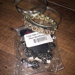 3 bracelets and a pair of earrings